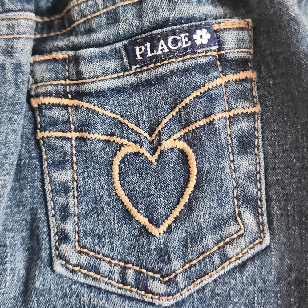 The Children's Place - Blue Denim Skort With Hearts On The Back Pockets Size 12M